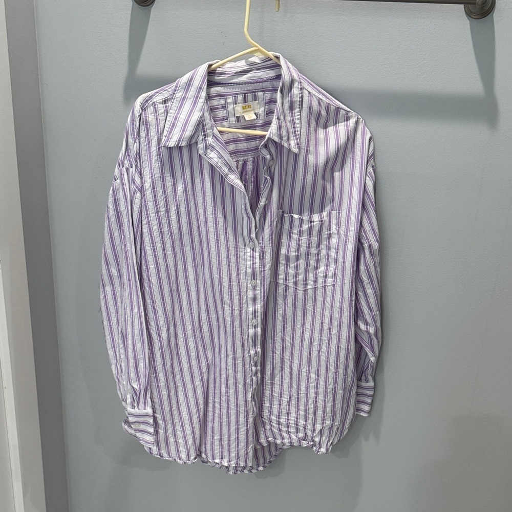 Anthropologie Lavender and White Striped  Shirt never worn but washed
